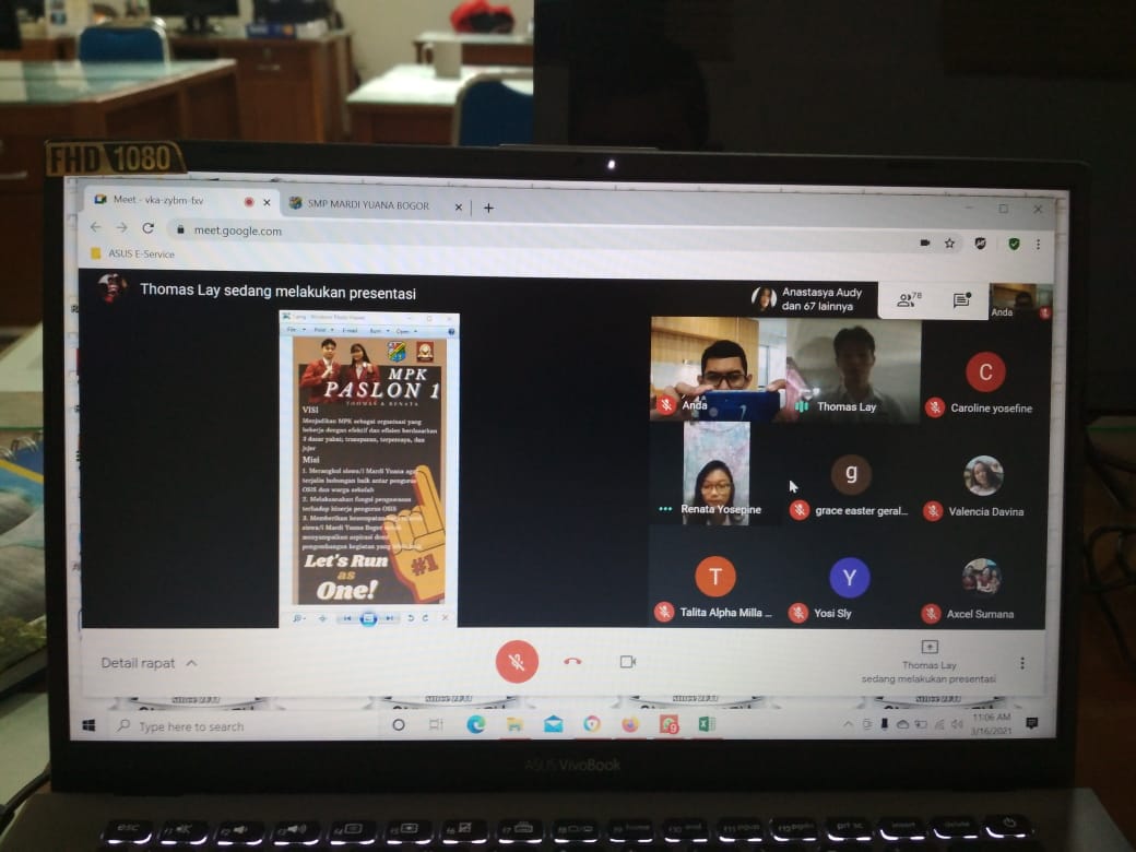 Proses Pemilihan Calon Ketua OSIS dan MPK SMA Mardi Yuana Bogor Secara Virtual