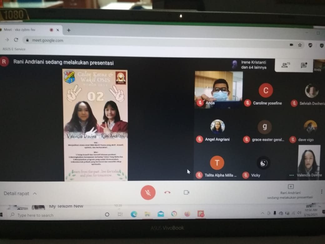 Presentasi Calon Ketua OSIS SMA Mardi Yuana secara Virtual