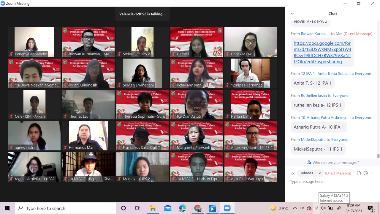 Upacaca virtual Perayaan Hari Kemerdekaan RI