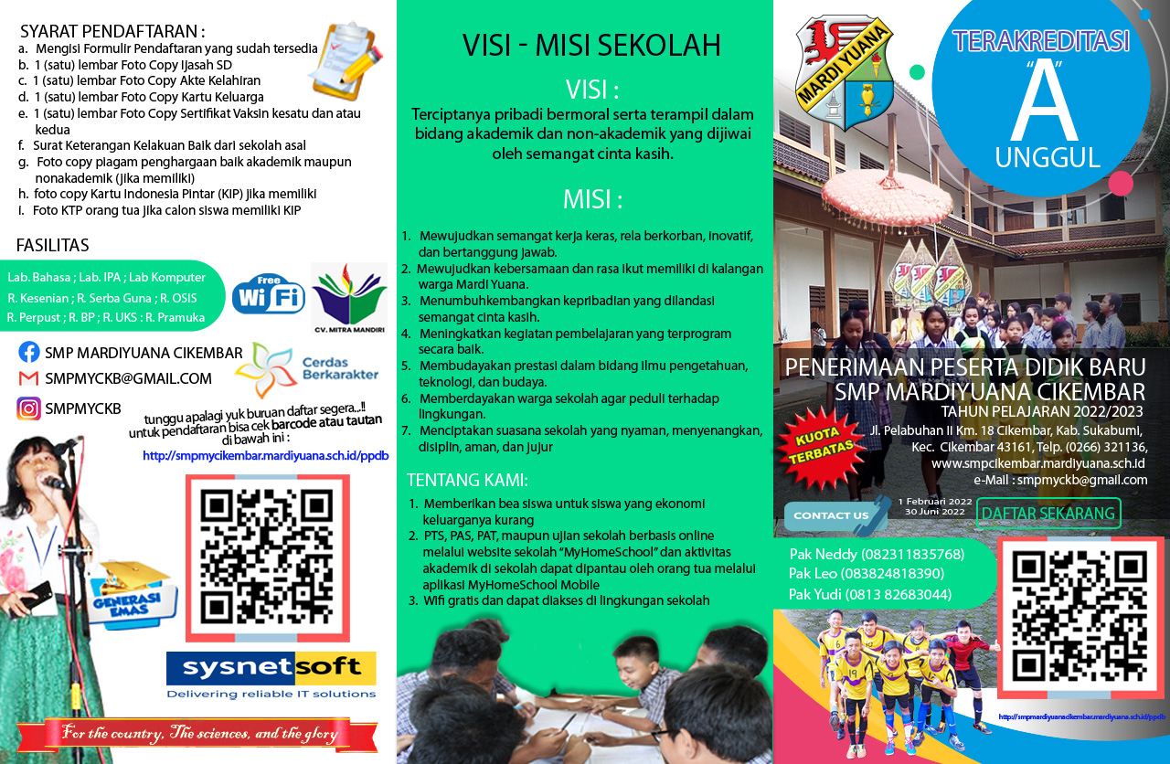 Persyaratan Penerimaan Peserta Didik Baru Tahun Pelajaran 2022/2023 SMP Mardi Yuana Cikembar