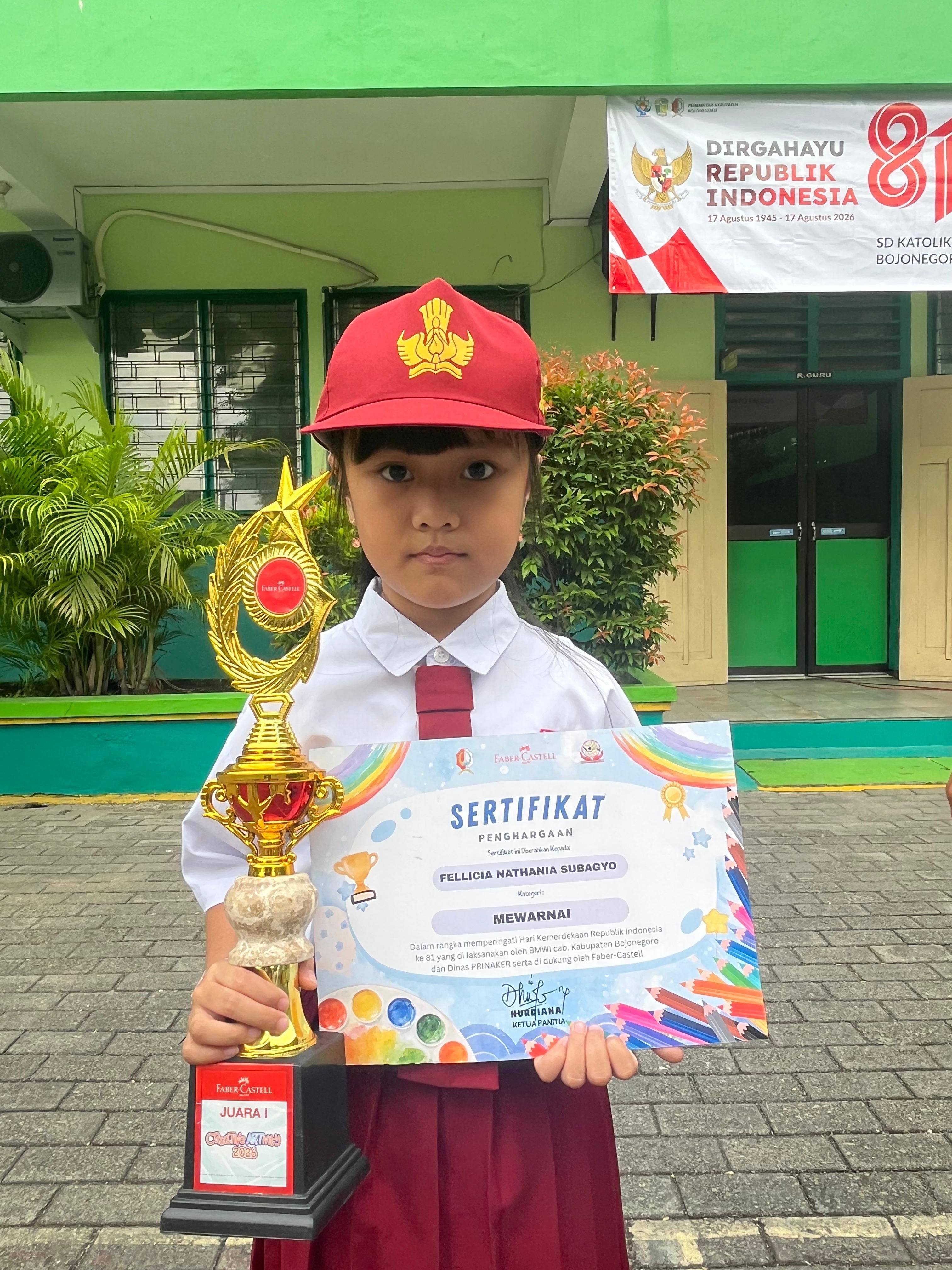Prestasi Membanggakan Fellicia Nathania Subagyo sebagai Juara I Lomba Mewarnai dalam Rangka HUT ke-81 Republik Indonesia 2026